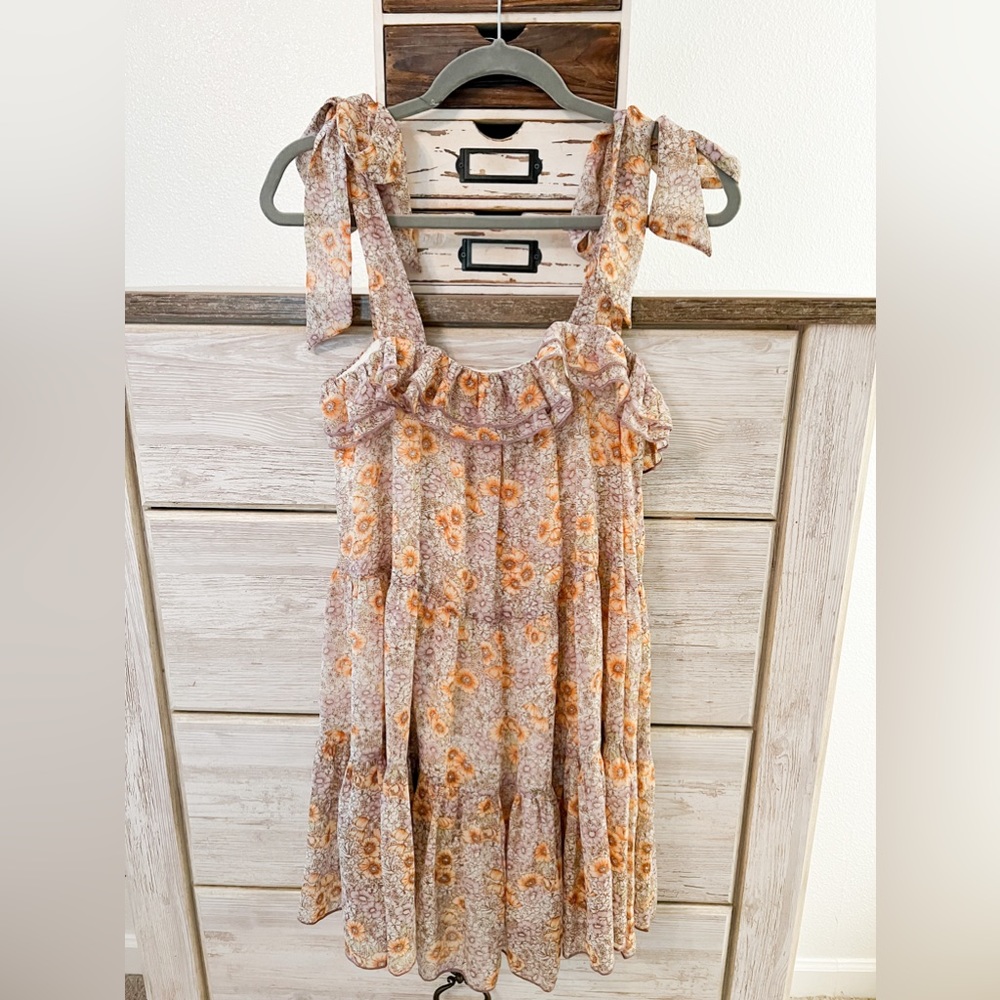 Spring Floral Mini Dress In Size Small - Picture 2 of 6